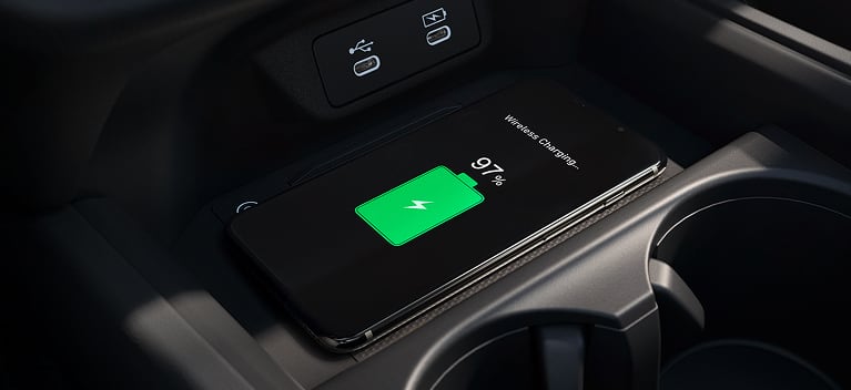 2027 Honda HR-V EX-L close-up of the wireless phone charger and USB ports (Subcompact Crossover SUV).